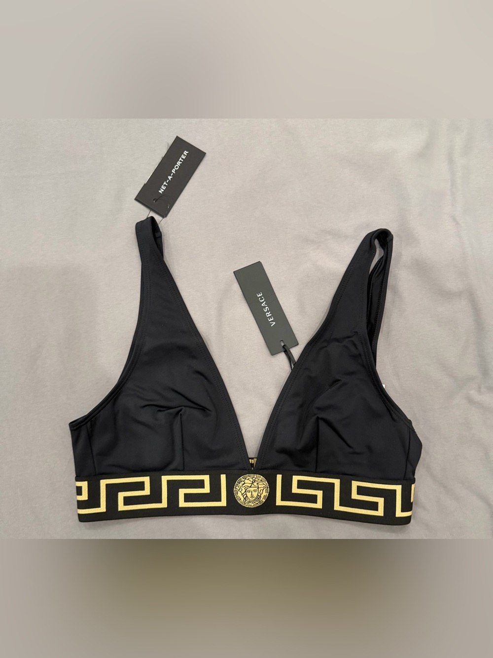 NWT Versace Greca Border Swim Triangle Bikini top size 3 / Medium